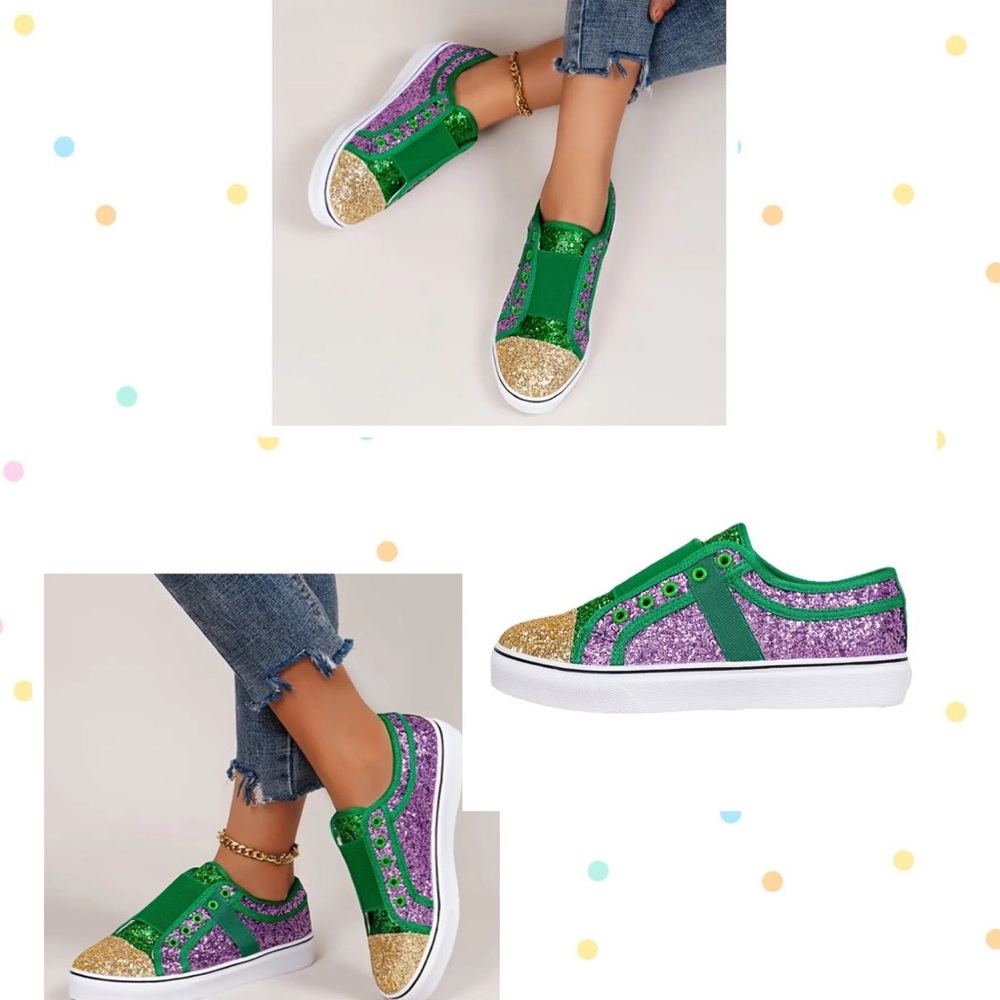 NWOT - Glitters Sneakers in Purple/Gold (Size7)